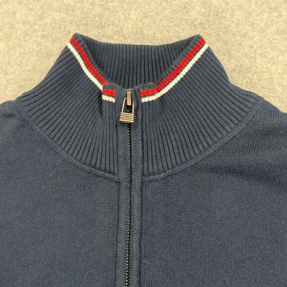 Psycho Bunny Pima Cotton 1/4 Quarter Zip Sweater XL Navy Coastal Dad Nautical - Picture 3 of 11
